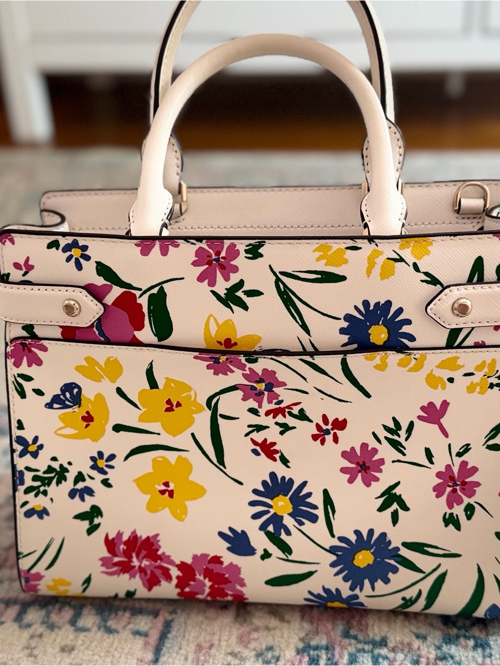 kate spade White Floral Print Saffiano Satchel - Picture 3 of 3